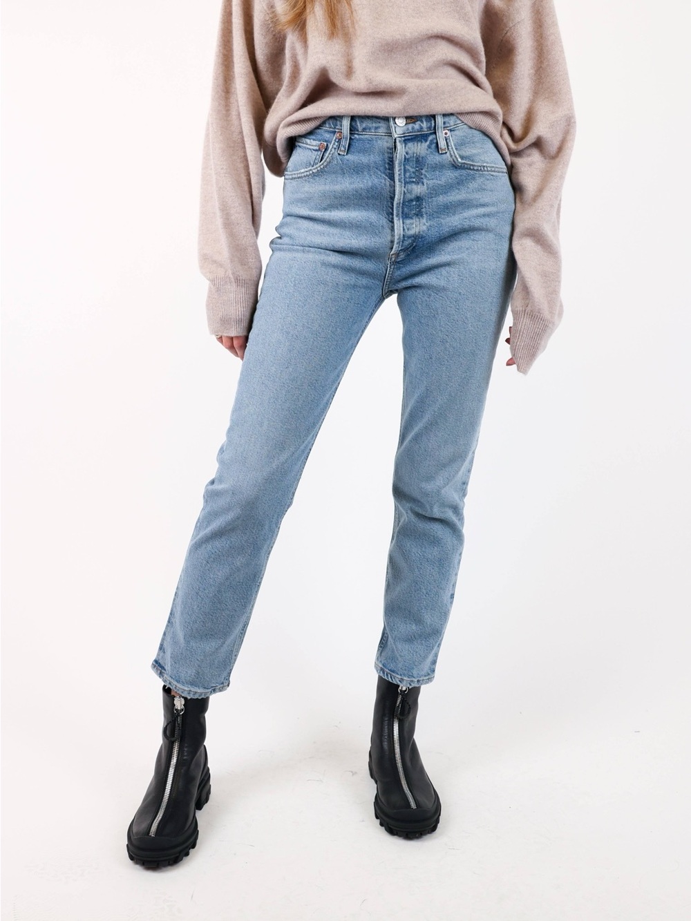 AGOLDE Riley High Rise Straight Crop Jeans